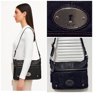 FOSSIL MADDOX BLACK LEATHER BAG CROSSBODY